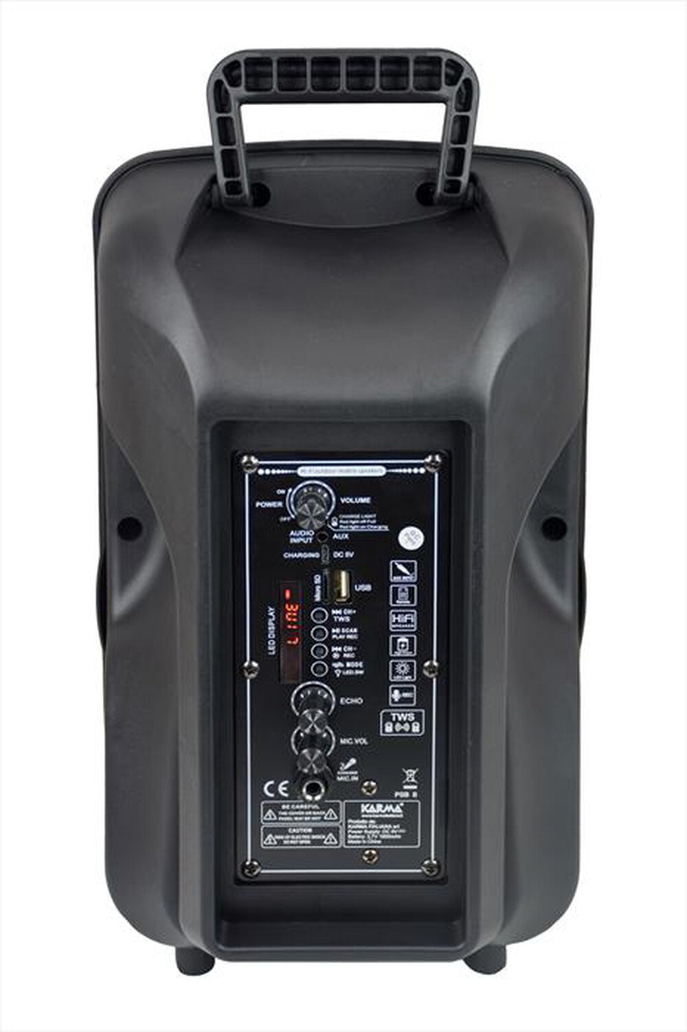 Karma Diffusore Amplificato Bluetooth Ricaricabile LED Nero Karaoke - immagine 3